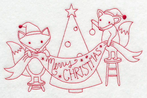 Foxy Merry Christmas (Redwork) - Image 3