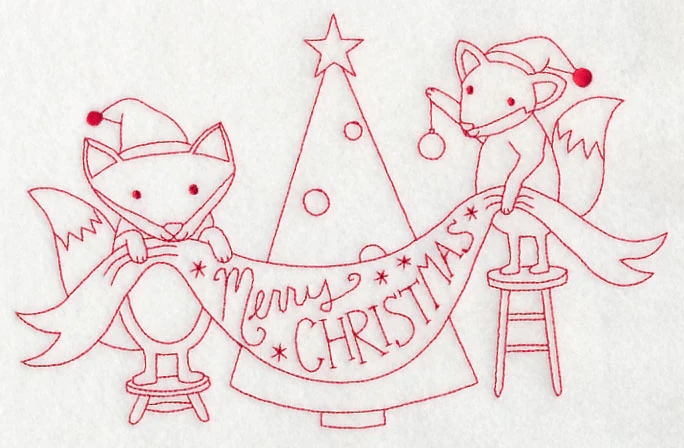 Foxy Merry Christmas (Redwork) - Image 5