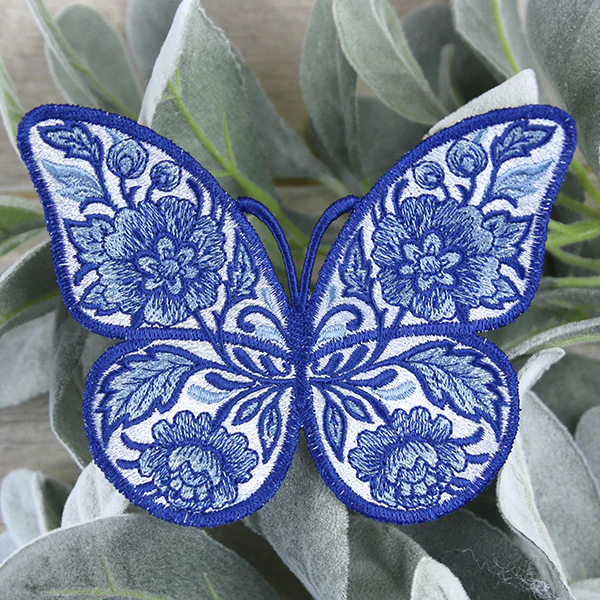 Free-Flying Delft Blue Butterfly (In-the-Hoop) - Image 3