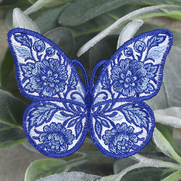 Free-Flying Delft Blue Butterfly (In-the-Hoop) - Image 5