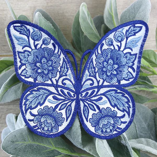 Free-Flying Delft Blue Butterfly (In-the-Hoop) - Image 7