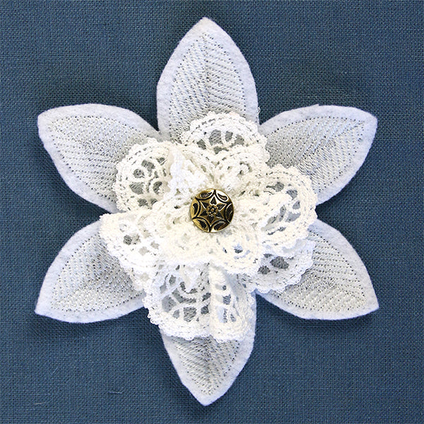 Freestanding Fabric and Lace Flower (In-the-Hoop) - Image 3