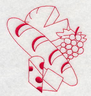 French Bread and Cheese (Redwork) - Image 3