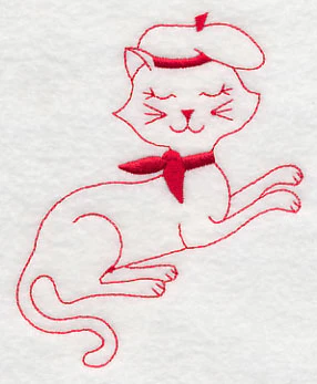 French Feline 1 (Redwork) - Image 3