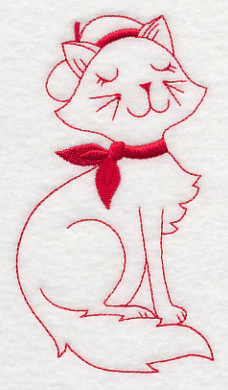 French Feline 2 (Redwork) - Image 3