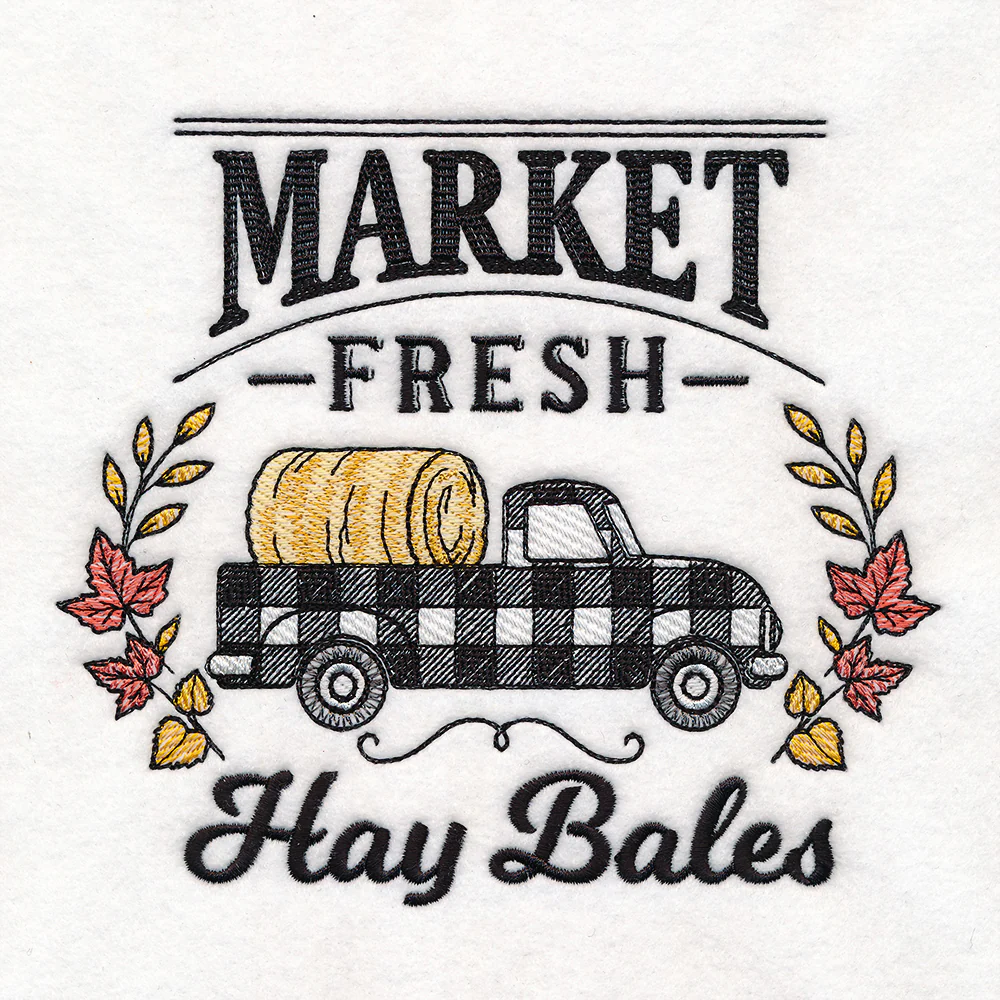 Fresh Market Autumn Retro Truck - Hay bale - Image 2