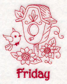 Friday Birdhouse (Redwork) - Image 2