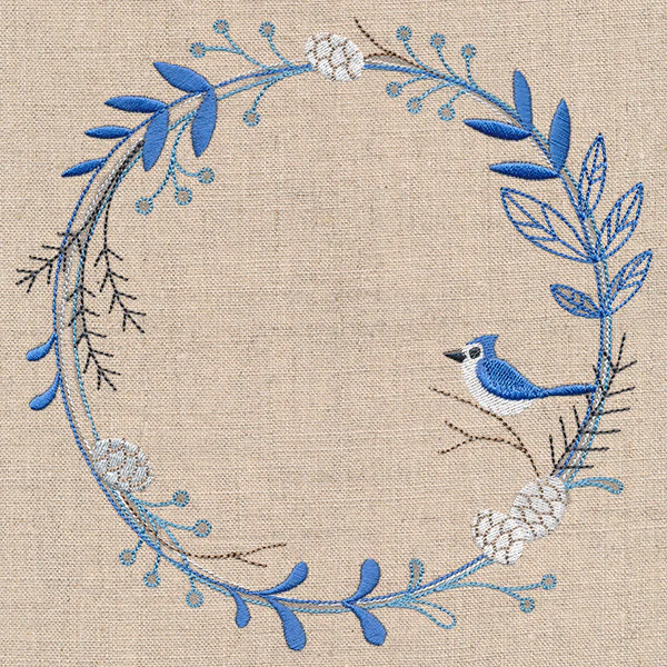 Frosted Blue Jay Winter Wreath - Image 2