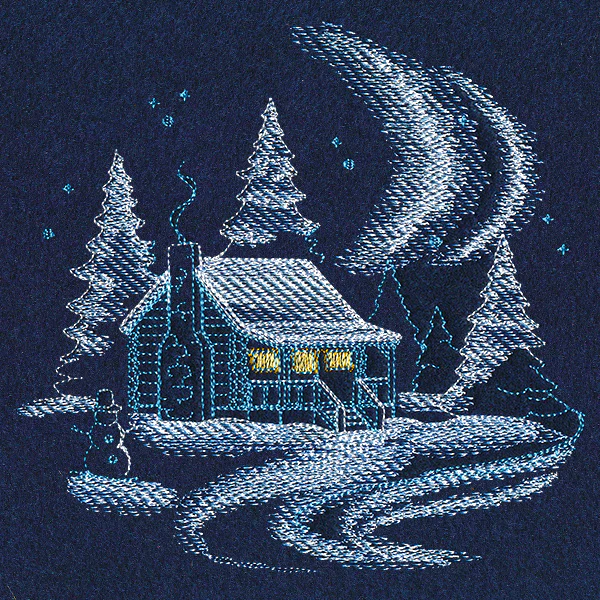 Frosted Log Cabin Scene - Image 3