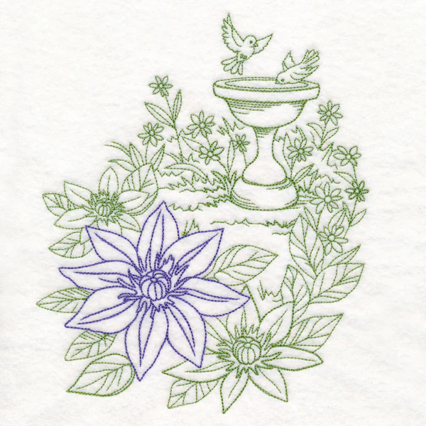Garden Bird Bath Etching - Image 2