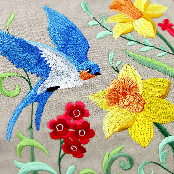Garden Bluebird in Daffodils and Blooms - Image 15