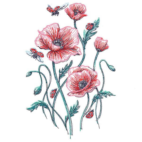 Garden Delights - Poppies & Ladybugs - Image 3