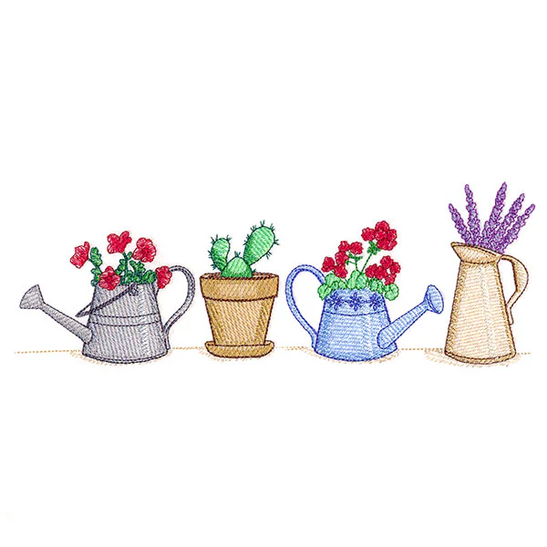 Garden Flowers Watering Can Border - Image 2