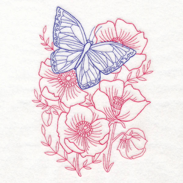 Garden Poppy Butterfly Etching - Image 3
