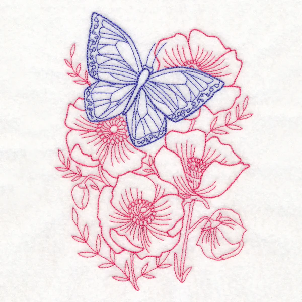 Garden Poppy Butterfly Etching - Image 4