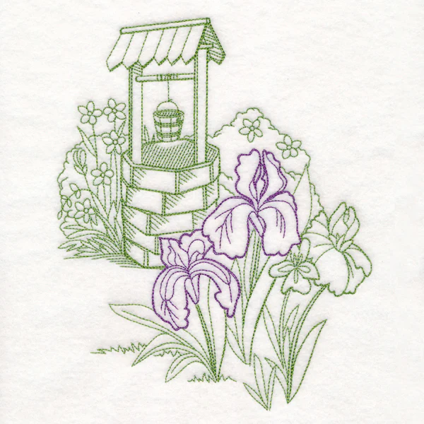 Garden Wishing Well Etching - Image 2