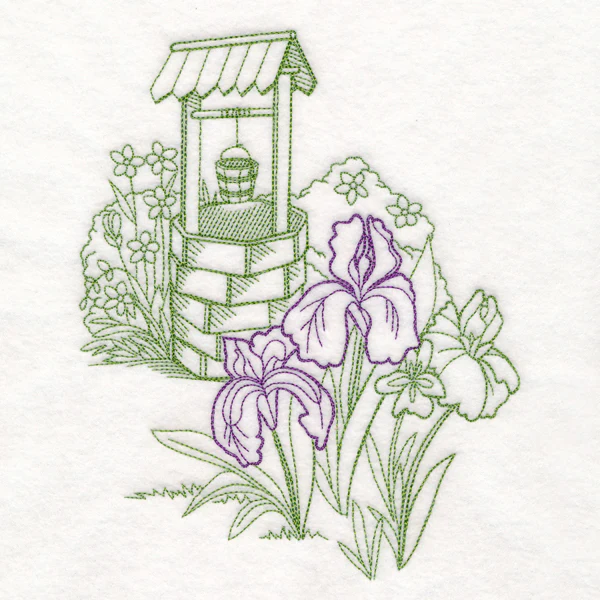 Garden Wishing Well Etching - Image 3