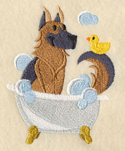 German Shepherd in a Tub - Image 2