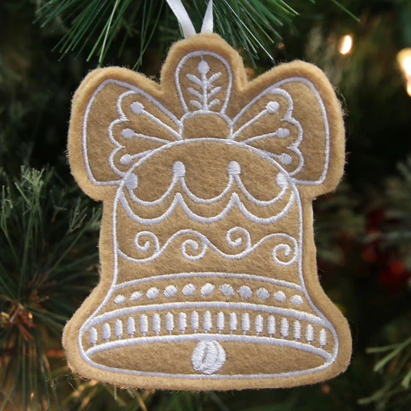 Gingerbread Cookie Ornament - Bell (In-the-Hoop) - Image 2