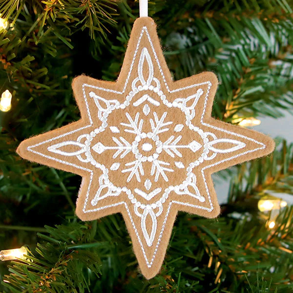 Gingerbread Cookie Ornament - Christmas Star 1 (In-the-Hoop) - Image 2