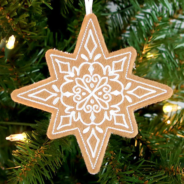 Gingerbread Cookie Ornament - Christmas Star 2 (In-the-Hoop) - Image 2