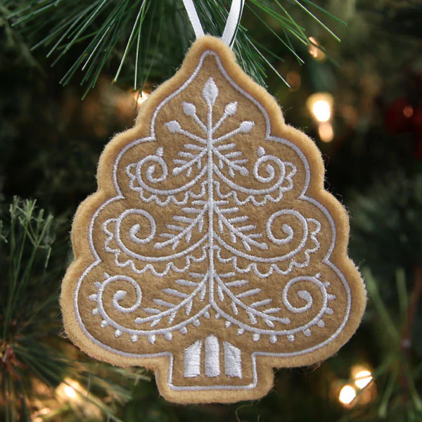 Gingerbread Cookie Ornament - Christmas Tree (In-the-Hoop) - Image 2