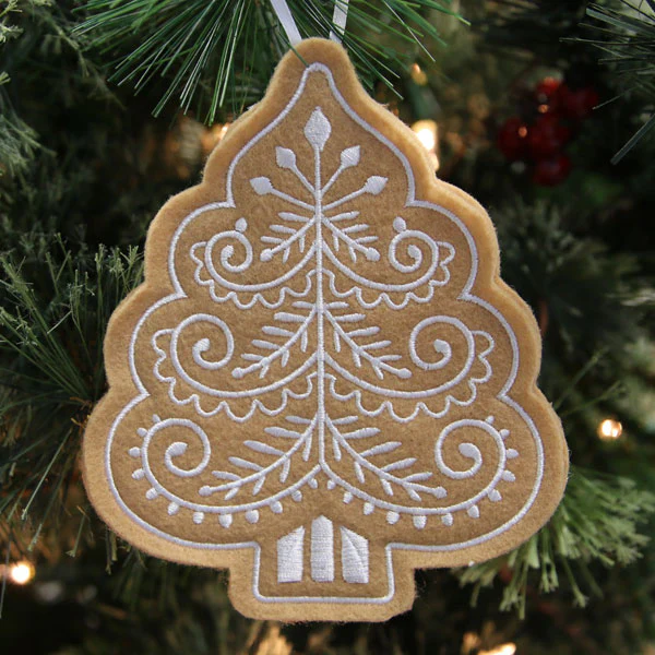 Gingerbread Cookie Ornament - Christmas Tree (In-the-Hoop) - Image 3