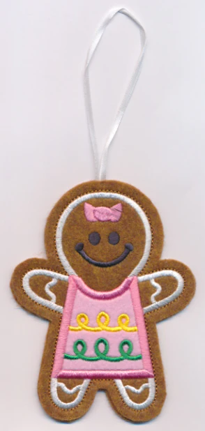 Gingerbread Girl Cookie Ornament (In-the-Hoop) - Image 3