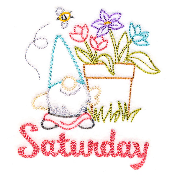 Gnome with Flowerpot on Saturday (Vintage) - Image 2