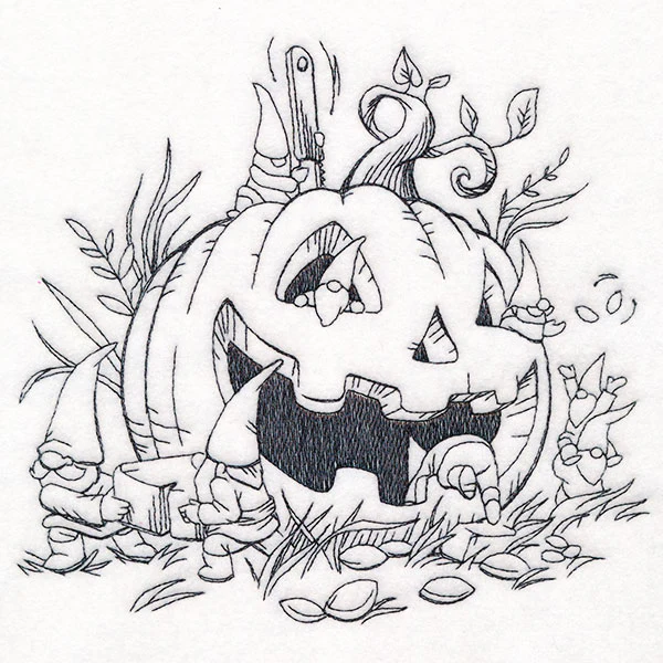 Gnomes Pumpkin Carving Scene