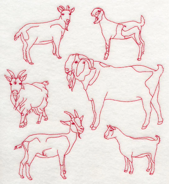 Goat Medley (Redwork) - Image 5