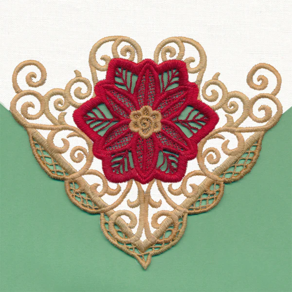 Golden Swirls Poinsettia Corner (Cutwork) - Image 2