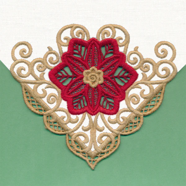Golden Swirls Poinsettia Corner (Cutwork) - Image 3