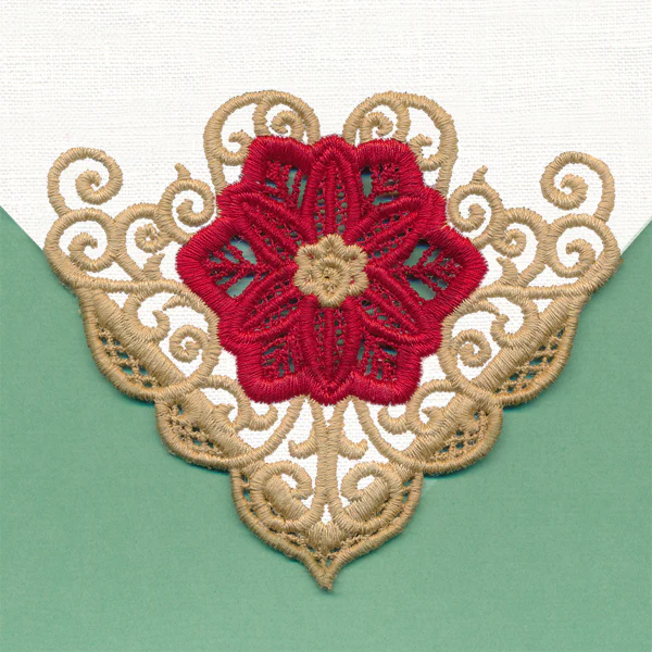 Golden Swirls Poinsettia Corner (Cutwork) - Image 4