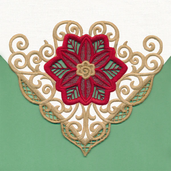 Golden Swirls Poinsettia Corner (Cutwork) - Image 5