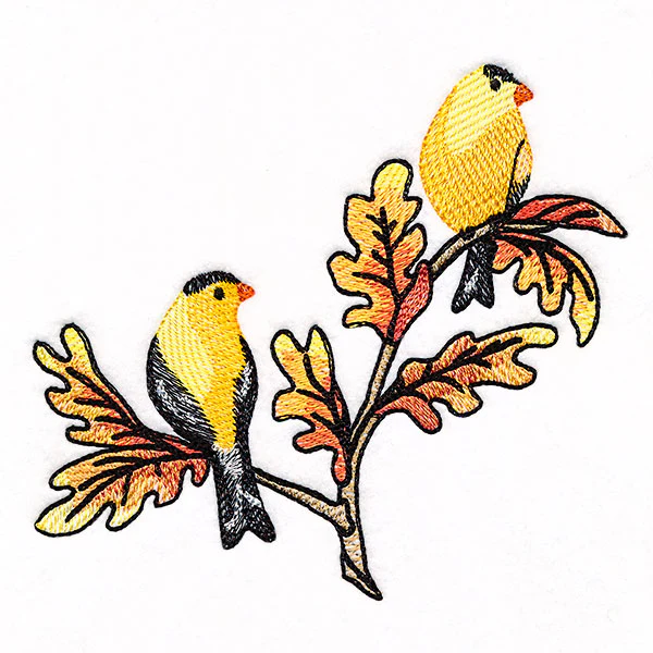 Goldfinches on Autumn Oak Branches - Image 2