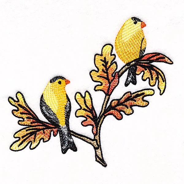 Goldfinches on Autumn Oak Branches - Image 3