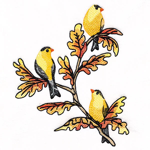 Goldfinches on Autumn Oak Branches Trio - Image 2