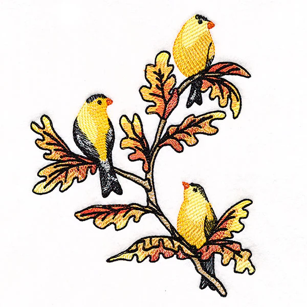 Goldfinches on Autumn Oak Branches Trio - Image 3