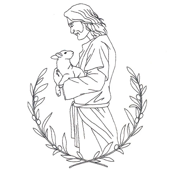 Good Shepherd Jesus with Lamb (Vintage Stitch) - Image 2