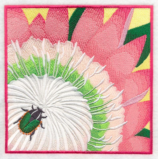Green Protea Beetle on Protea Flower - Image 2