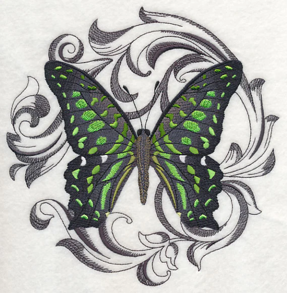 Green Spotted Triangle with Baroque Background