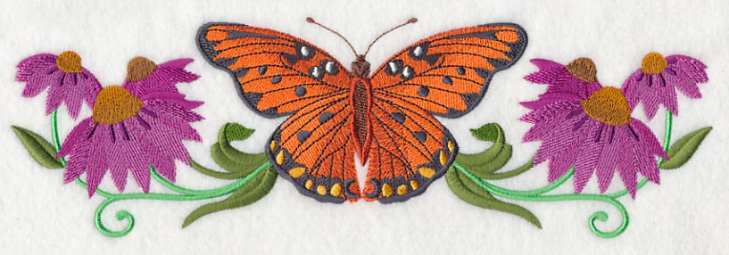 Gulf Fritillary and Flowers