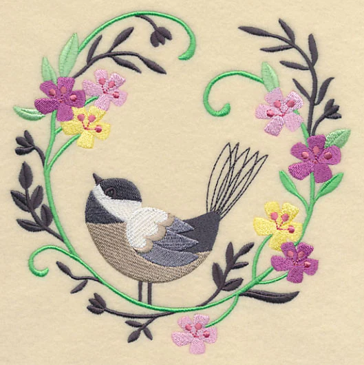 Happy Chickadee in Flowers - Image 2