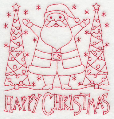 Happy Christmas Santa (Redwork) - Image 4