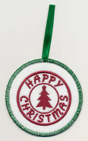 Happy Christmas Stamp Ornament (In-the-Hoop)