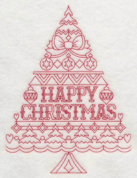 Happy Christmas Tree (Redwork) - Image 2