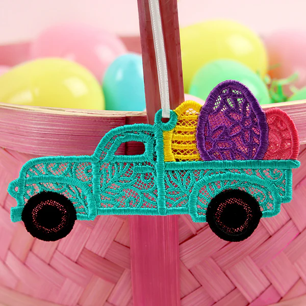 Happy Easter Eggs Retro Truck Ornament (Lace) - Image 8