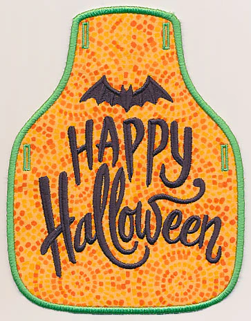 Happy Halloween with Bat Bottle Apron (In-the-Hoop)