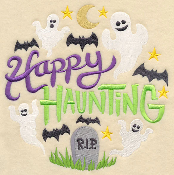 Happy Haunting Ghosts in Graveyard